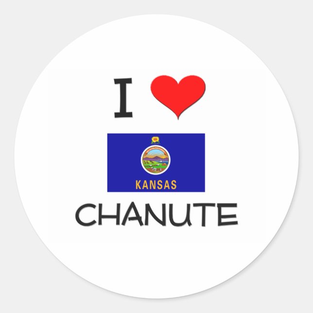 Sticker Rond I Love CHANUTE Kansas (Devant)