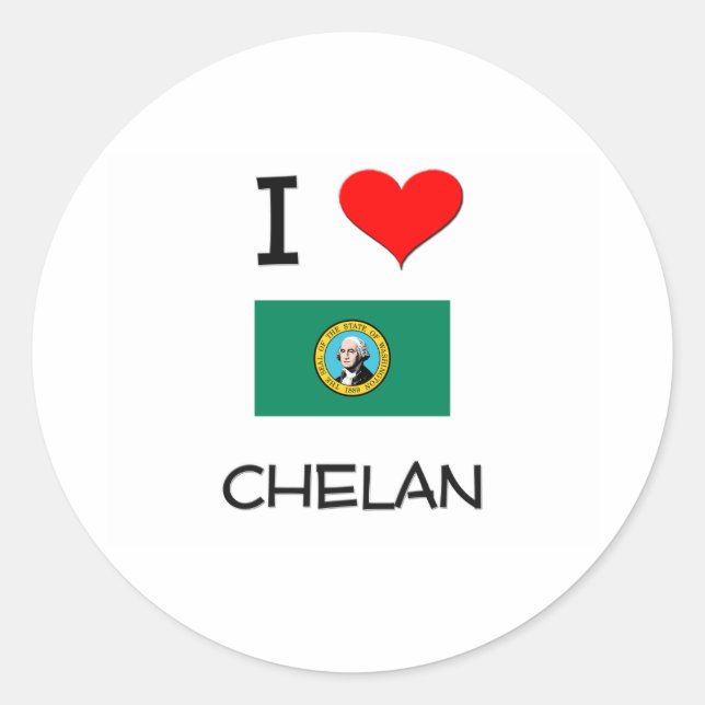 Sticker Rond I Love Chelan Washington (Devant)