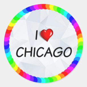 Sticker Rond I Love Chicago, design de texte