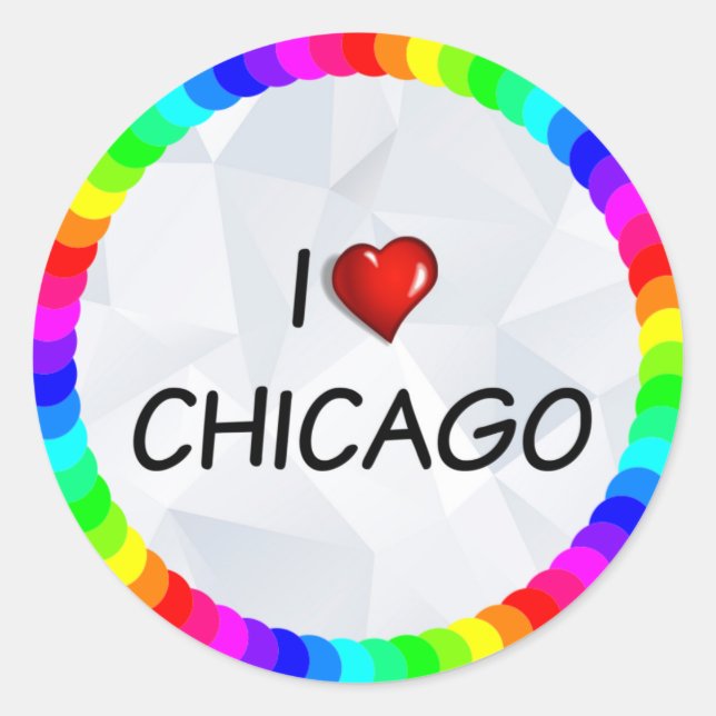 Sticker Rond I Love Chicago, design de texte (Devant)