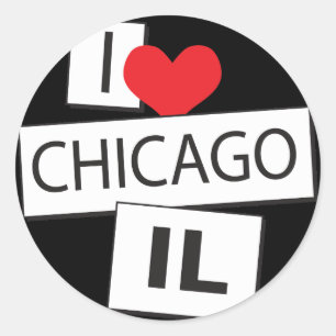 Sticker Rond I Love Chicago IL