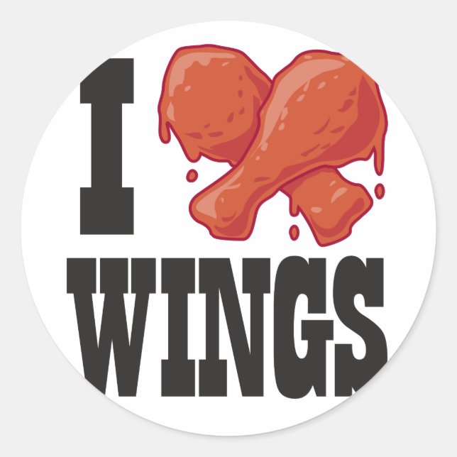 Sticker Rond I Love Chicken Wings (Devant)