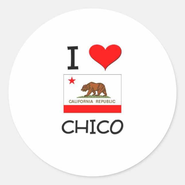 Sticker Rond I Love CHICO California (Devant)