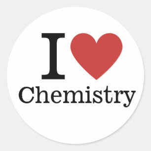 Sticker Rond I ❤️ Love Chimie pour étudiant/Faculté