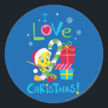 Sticker Rond I Love Christmas - TWEETY™<br><div class="desc">Looney Tunes Noël</div>