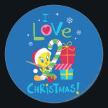 Sticker Rond I Love Christmas - TWEETY™<br><div class="desc">Looney Tunes Noël</div>