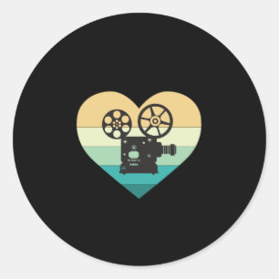 Sticker Rond I Love Cinema Retro Projecteur de film