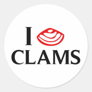 Sticker Rond I Love Clams