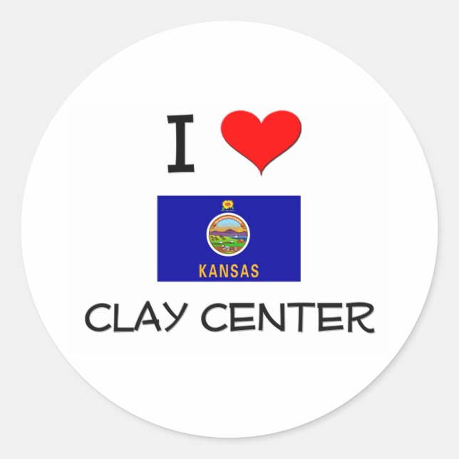 Sticker Rond I Love CLAY CENTER Kansas (Devant)