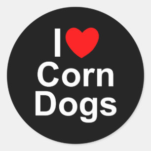 Sticker Rond I Love (Coeur) Chiens de maïs