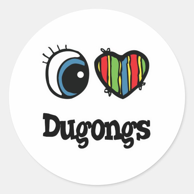 Sticker Rond I Love (Coeur) Dugongs (Devant)