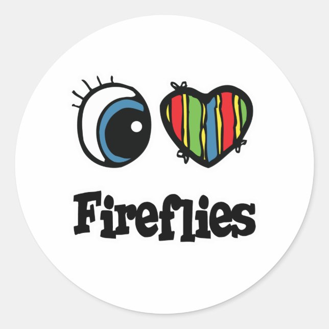 Sticker Rond I Love (Coeur) Fireflies (Devant)