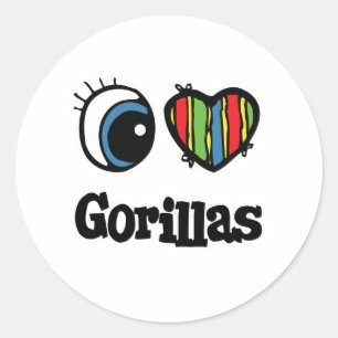 Sticker Rond I Love (Coeur) Gorillas