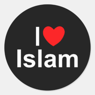Sticker Rond I Love (Coeur) Islam