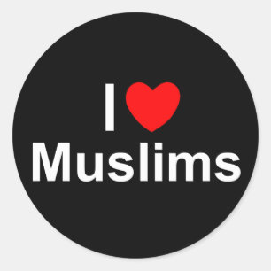 Sticker Rond I Love (Coeur) Musulmans