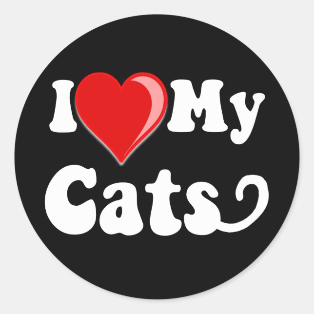 Sticker Rond I Love (Coeur) My Cats (Devant)