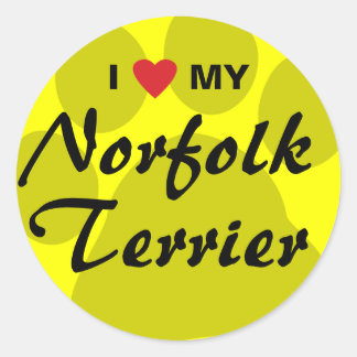 Sticker Rond I Love (Coeur) My Norfolk Terrier