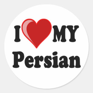 Sticker Rond I Love (Coeur) My Persian Cat