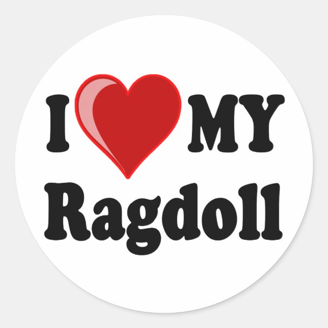 Sticker Rond I Love (Coeur) My Ragdoll Cat (Devant)