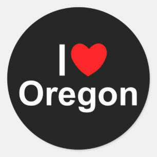 Sticker Rond I Love (Coeur) Oregon
