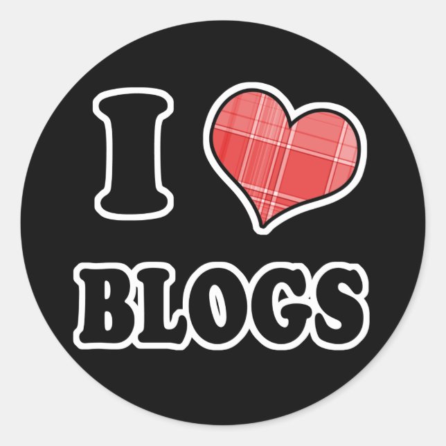 Sticker Rond I Love (Coeur Plaid) Blogs (Devant)