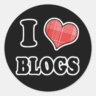 Sticker Rond I Love (Coeur Plaid) Blogs