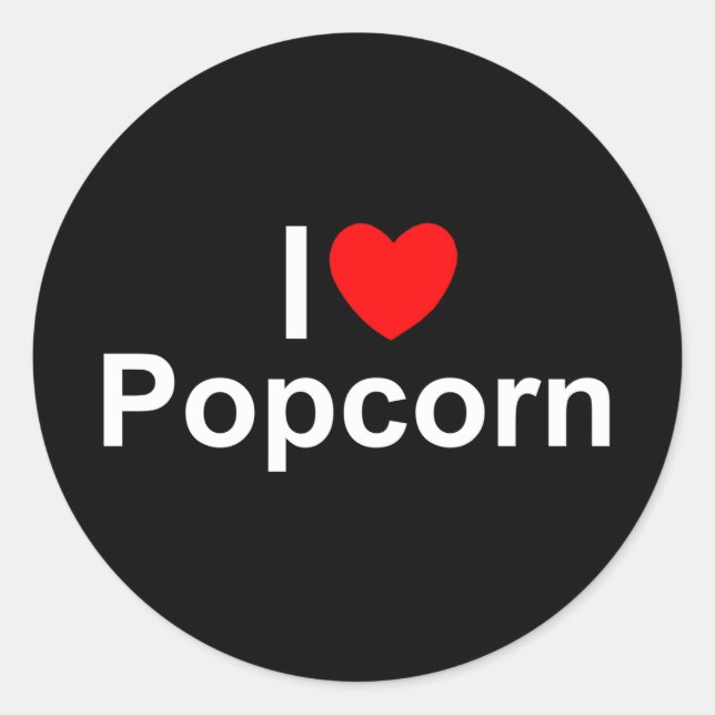 Sticker Rond I Love (Coeur) Popcorn (Devant)