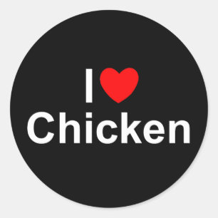 Sticker Rond I Love (Coeur) Poulet