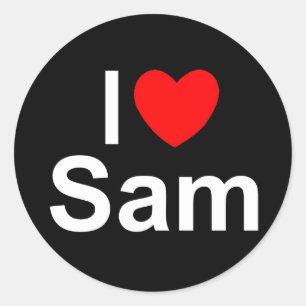 Sticker Rond I Love (Coeur) Sam
