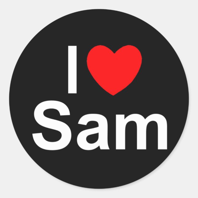 Sticker Rond I Love (Coeur) Sam (Devant)