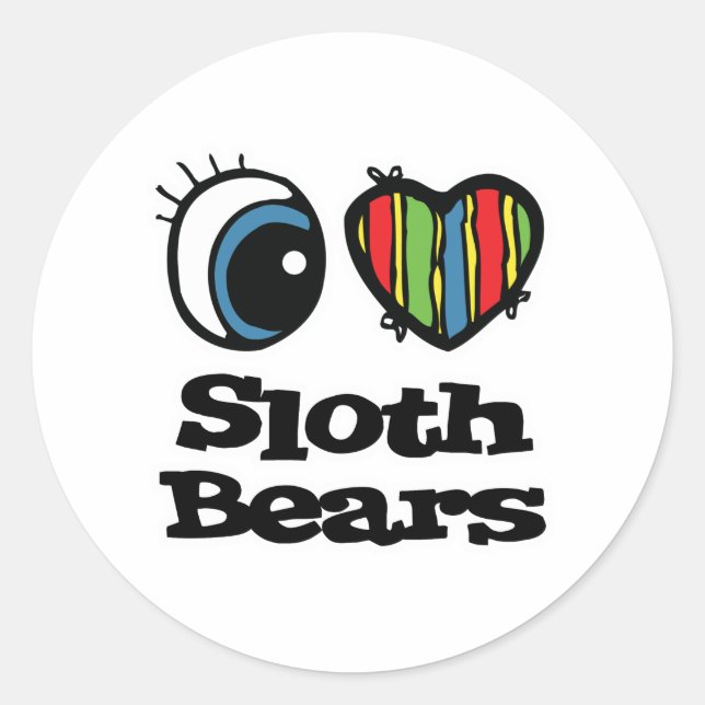 Sticker Rond I Love (Coeur) Sloth Bears (Devant)