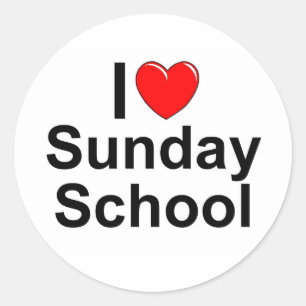 Sticker Rond I Love (Coeur) Sunday School