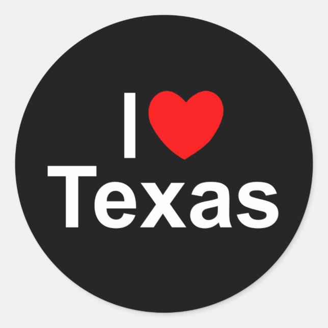Sticker Rond I Love (Coeur) Texas (Devant)