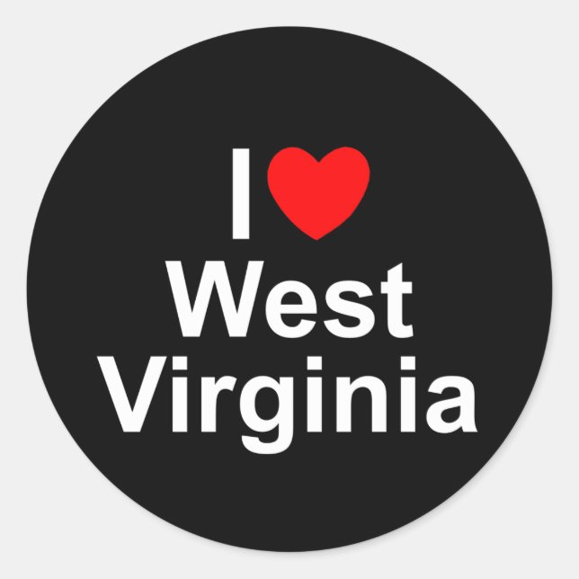 Sticker Rond I Love (Coeur) West Virginia (Devant)