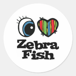 Sticker Rond I Love (Coeur) Zebrafish