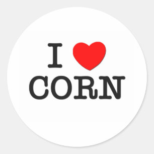 Sticker Rond I Love CORN ( nourriture )