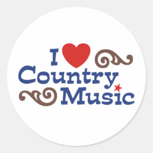 Sticker Rond I Love Country Music