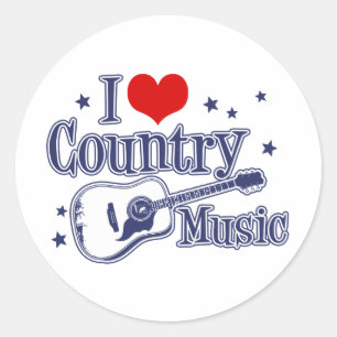 Sticker Rond I Love Country Music