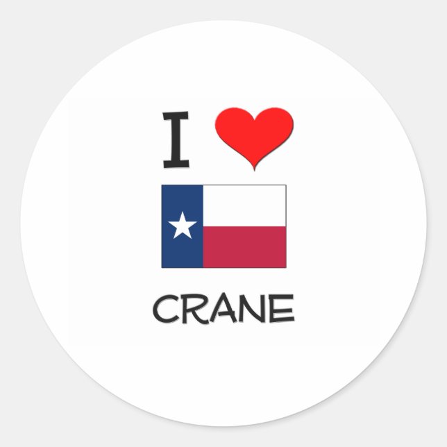 Sticker Rond I Love Crane Texas (Devant)