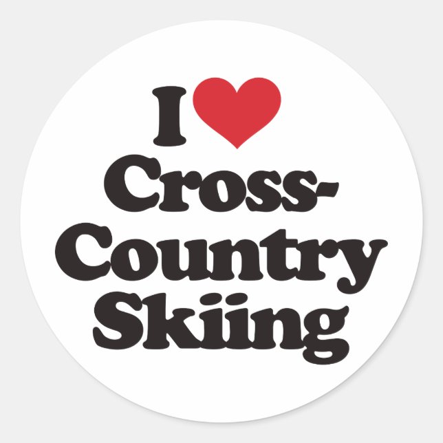 Sticker Rond I Love Cross Country Skiing (Devant)