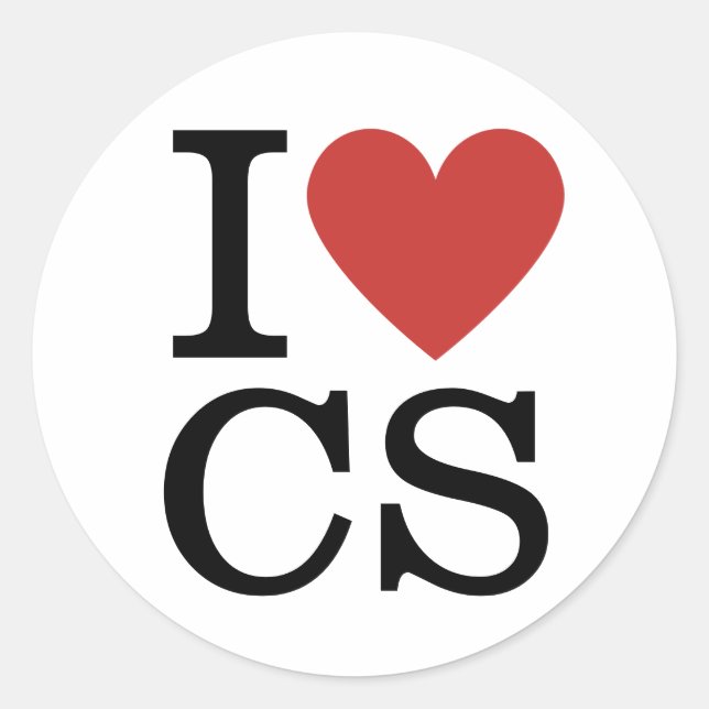 Sticker Rond I ❤️ Love CS Informatique Faculté/Étudiante (Devant)