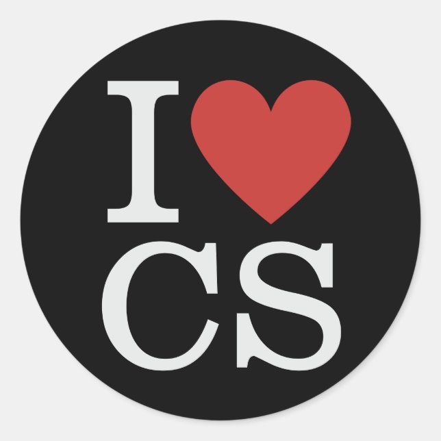 Sticker Rond I ❤️ Love CS Informatique Faculté/Étudiante (Devant)