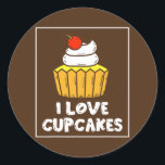 Sticker Rond I Love Cupcakes Cute Lover Cupcake Eat<br><div class="desc">I Love Cupcakes Cute Lover Cupcake Eat Gift. Perfect gift for your dad,  mom,  papa,  men,  women,  friend and family members on Thanksgiving Day,  Christmas Day,  Mothers Day,  Fathers Day,  4th of July,  1776 Independent day,  Veterans Day,  Halloween Day,  Patrick's Day</div>
