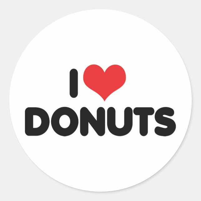Sticker Rond I Love Donuts Coeur - Donut Snack Aliments Sucre A (Devant)
