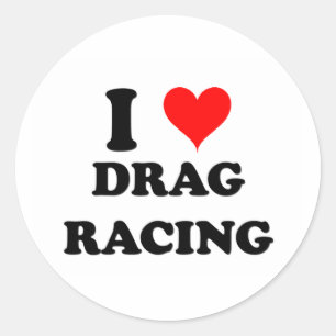 Sticker Rond I Love Drag Racing