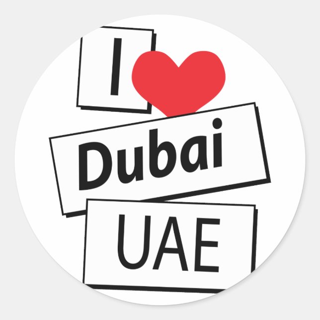 Sticker Rond I Love Dubai UAE (Devant)