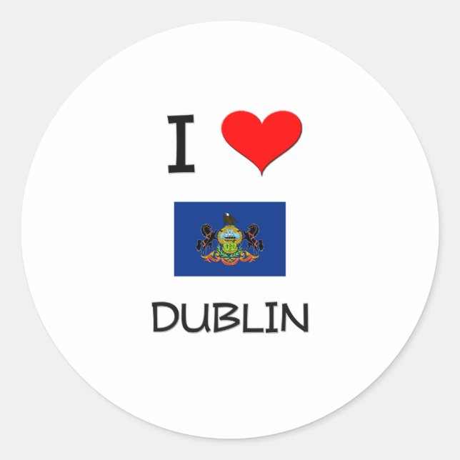 Sticker Rond I Love Dublin Pennsylvania (Devant)