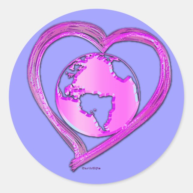 Sticker Rond I LOVE EARTH (Pink) Series (Devant)