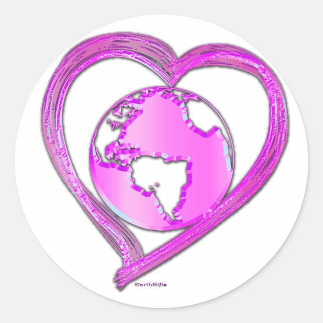 Sticker Rond I LOVE EARTH (Pink) Series (Devant)