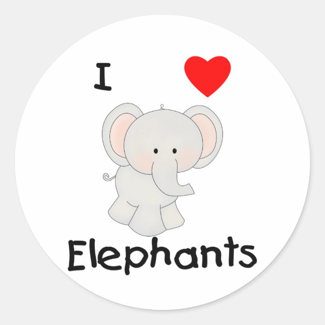 Sticker Rond I Love Elephants (2) (Devant)